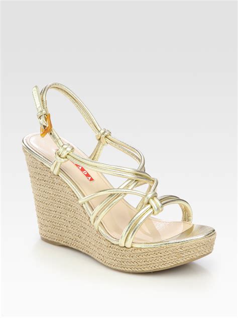 prada metallic wedge sandal